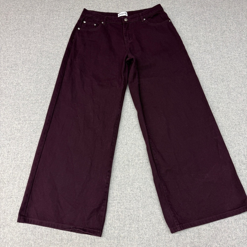 Princess Polly Wide Leg Jeans Size 8 Burgundy Purple High Waisted Denim Pants